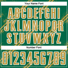 Load image into Gallery viewer, Custom Kelly Green Old Gold-White Abstract Fragment Art Splash Sublimation Soccer Uniform Jersey
