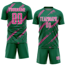 Load image into Gallery viewer, Custom Kelly Green Pink-White Abstract Fragment Art Splash Sublimation Soccer Uniform Jersey
