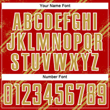 Load image into Gallery viewer, Custom Red Old Gold-White Abstract Fragment Art Splash Sublimation Soccer Uniform Jersey
