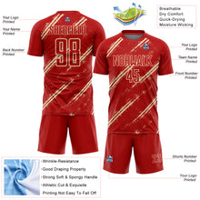Load image into Gallery viewer, Custom Red Cream Abstract Fragment Art Splash Sublimation Soccer Uniform Jersey
