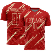 Load image into Gallery viewer, Custom Red Cream Abstract Fragment Art Splash Sublimation Soccer Uniform Jersey
