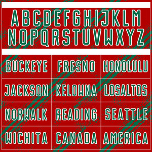 Custom Red Kelly Green-White Abstract Fragment Art Splash Sublimation Soccer Uniform Jersey