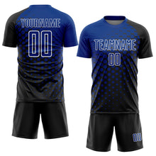 Load image into Gallery viewer, Custom Black Royal-White Modern Polka Dot Sublimation Soccer Uniform Jersey

