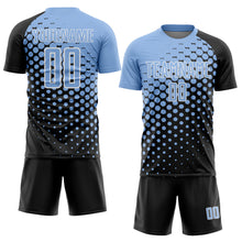 Load image into Gallery viewer, Custom Black Light Blue-White Modern Polka Dot Sublimation Soccer Uniform Jersey
