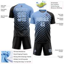 Load image into Gallery viewer, Custom Black Light Blue-White Modern Polka Dot Sublimation Soccer Uniform Jersey
