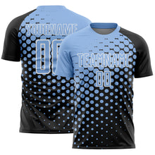 Load image into Gallery viewer, Custom Black Light Blue-White Modern Polka Dot Sublimation Soccer Uniform Jersey
