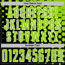 Load image into Gallery viewer, Custom Black Neon Green-White Modern Polka Dot Sublimation Soccer Uniform Jersey
