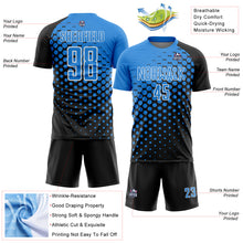 Load image into Gallery viewer, Custom Black Powder Blue-White Modern Polka Dot Sublimation Soccer Uniform Jersey
