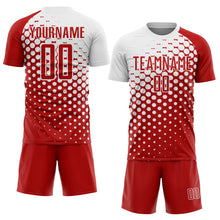 Load image into Gallery viewer, Custom Red White Modern Polka Dot Sublimation Soccer Uniform Jersey
