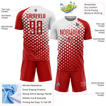 Load image into Gallery viewer, Custom Red White Modern Polka Dot Sublimation Soccer Uniform Jersey

