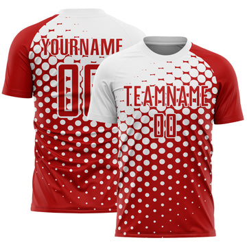Custom Red White Modern Polka Dot Sublimation Soccer Uniform Jersey