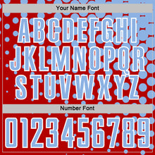 Load image into Gallery viewer, Custom Red Light Blue-White Modern Polka Dot Sublimation Soccer Uniform Jersey
