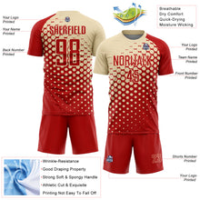 Charger l&#39;image dans la galerie, Custom Red Cream Modern Polka Dot Sublimation Soccer Uniform Jersey

