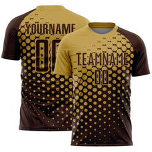 Загрузить изображение в средство просмотра галереи, Custom Brown Old Gold Modern Polka Dot Sublimation Soccer Uniform Jersey
