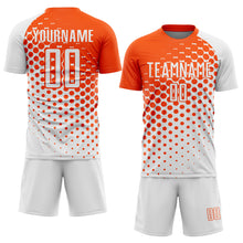 Charger l&#39;image dans la galerie, Custom White Orange Modern Polka Dot Sublimation Soccer Uniform Jersey
