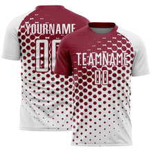 Load image into Gallery viewer, Custom White Crimson Modern Polka Dot Sublimation Soccer Uniform Jersey
