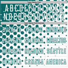 Load image into Gallery viewer, Custom White Teal Modern Polka Dot Sublimation Soccer Uniform Jersey
