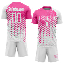 Load image into Gallery viewer, Custom White Pink Modern Polka Dot Sublimation Soccer Uniform Jersey
