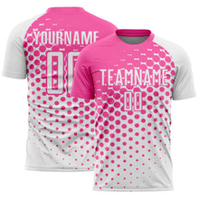 Load image into Gallery viewer, Custom White Pink Modern Polka Dot Sublimation Soccer Uniform Jersey
