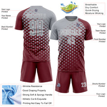 Загрузить изображение в средство просмотра галереи, Custom Burgundy Gray-White Modern Polka Dot Sublimation Soccer Uniform Jersey
