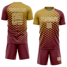 Загрузить изображение в средство просмотра галереи, Custom Burgundy Old Gold-White Modern Polka Dot Sublimation Soccer Uniform Jersey
