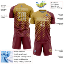 Загрузить изображение в средство просмотра галереи, Custom Burgundy Old Gold-White Modern Polka Dot Sublimation Soccer Uniform Jersey
