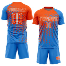 Load image into Gallery viewer, Custom Powder Blue Orange-White Modern Polka Dot Sublimation Soccer Uniform Jersey

