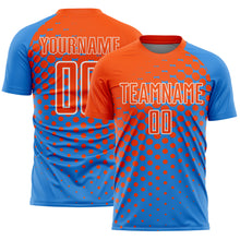 Load image into Gallery viewer, Custom Powder Blue Orange-White Modern Polka Dot Sublimation Soccer Uniform Jersey
