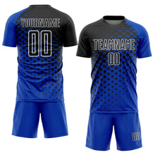 Загрузить изображение в средство просмотра галереи, Custom Thunder Blue Black-White Modern Polka Dot Sublimation Soccer Uniform Jersey
