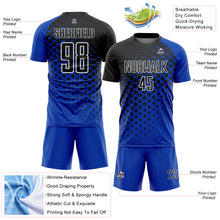 Загрузить изображение в средство просмотра галереи, Custom Thunder Blue Black-White Modern Polka Dot Sublimation Soccer Uniform Jersey

