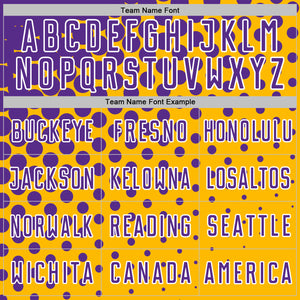 Custom Gold Purple-White Modern Polka Dot Sublimation Soccer Uniform Jersey