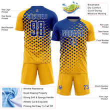 Load image into Gallery viewer, Custom Gold Royal-White Modern Polka Dot Sublimation Soccer Uniform Jersey
