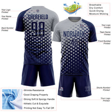 Load image into Gallery viewer, Custom Navy Gray Modern Polka Dot Sublimation Soccer Uniform Jersey

