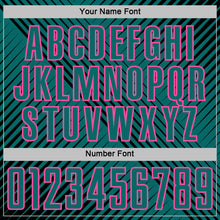 Load image into Gallery viewer, Custom Black Teal-Pink Line Sublimation Soccer Uniform Jersey

