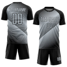 Load image into Gallery viewer, Custom Black Silver Line Sublimation Soccer Uniform Jersey

