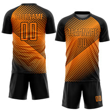 Load image into Gallery viewer, Custom Black Bay Orange Line Sublimation Soccer Uniform Jersey
