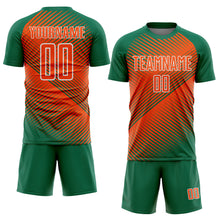 Load image into Gallery viewer, Custom Kelly Green Orange-White Line Sublimation Soccer Uniform Jersey
