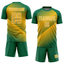 Load image into Gallery viewer, Custom Kelly Green Gold-White Line Sublimation Soccer Uniform Jersey
