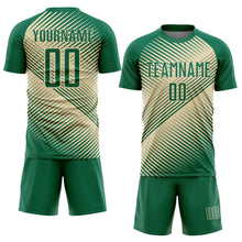 Charger l&#39;image dans la galerie, Custom Kelly Green Cream Line Sublimation Soccer Uniform Jersey
