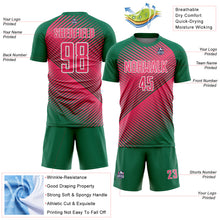 Load image into Gallery viewer, Custom Kelly Green Neon Pink-White Line Sublimation Soccer Uniform Jersey
