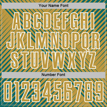 Load image into Gallery viewer, Custom Teal Old Gold-White Line Sublimation Soccer Uniform Jersey
