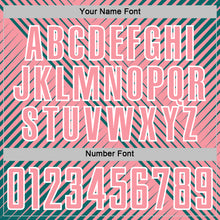 Load image into Gallery viewer, Custom Teal Medium Pink-White Line Sublimation Soccer Uniform Jersey
