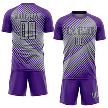 Load image into Gallery viewer, Custom Purple Gray-Black Line Sublimation Soccer Uniform Jersey
