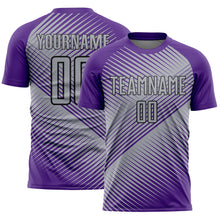 Load image into Gallery viewer, Custom Purple Gray-Black Line Sublimation Soccer Uniform Jersey
