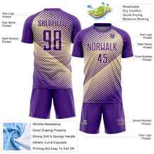 Load image into Gallery viewer, Custom Purple Cream Line Sublimation Soccer Uniform Jersey
