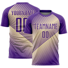 Load image into Gallery viewer, Custom Purple Cream Line Sublimation Soccer Uniform Jersey
