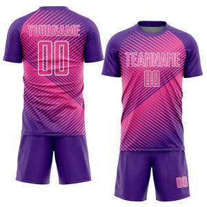 Custom Purple Pink-White Line Sublimation Soccer Uniform Jersey