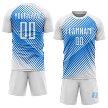 Load image into Gallery viewer, Custom White Powder Blue Line Sublimation Soccer Uniform Jersey
