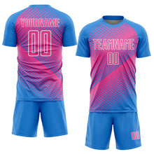 Load image into Gallery viewer, Custom Powder Blue Pink-White Line Sublimation Soccer Uniform Jersey
