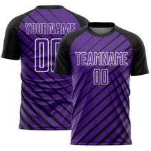 Load image into Gallery viewer, Custom Black Purple-White Lines Sublimation Soccer Uniform Jersey
